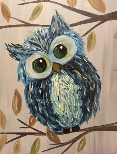 Whimsical Art Flowers, Colorful Owl Art, Owl Painting Acrylic, Cute Easy Paintings, Painted Owl, Owls Drawing, Paint Nite, Cartoon Painting, Cute Paintings