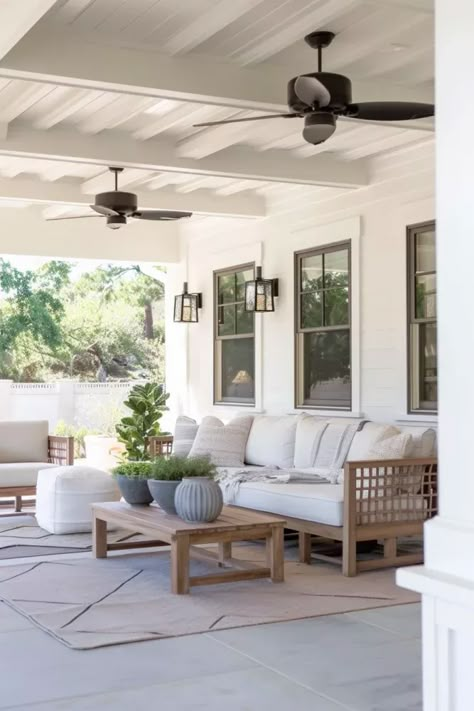 15 Epic Covered Patio Ceiling Ideas That Will Make Your Neighbors Jealous White Patio Cover, Screen Patio Ideas, Covered Outdoor Living Rooms, Covered Patio Ceiling Ideas, Covered Patio Extension Ideas, Covered Patio Ceiling, Outdoor Covered Patio Ideas, Verandas Ideas Outdoor, Sunroom Deck