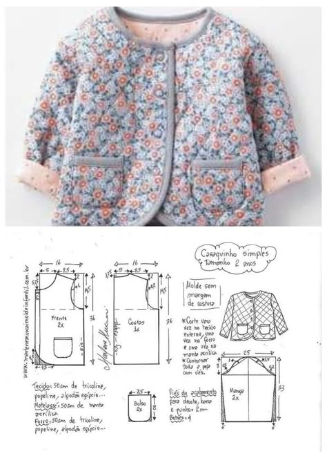 Pola Jaket, Baby Jackets Pattern, Baby Clothes Patterns Sewing, Sewing Baby Clothes, Sewing Kids Clothes, Kids Dress Patterns, Jacket Pattern Sewing, Baby Dress Patterns