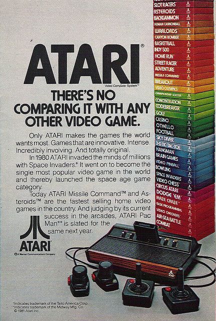 Atari 2600 ad, 1981 (wish there could still be good old fashioned video games like these) Atari Games, Old Posters, New Retro Wave, Vintage Video Games, Atari 2600, Retro Videos, Old Computers, Retro Ads, Retro Games