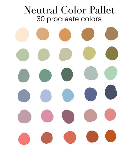 FREEBIE! Neutral Procreate Color Palette- 30 Procreate Colors Aesthetic Procreate Pallete, Colour Palette For Procreate, Pro Create Pallets, Storybook Color Palette, Procreate Free Palettes, Color Palette Ideas Art, Small Color Palette, Procreate Color Palette Free Download, Procreate Pallets Free