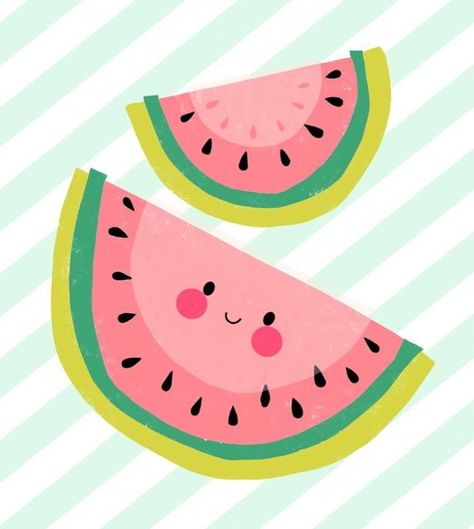 Wendykendalldesigns on Instagram: "…#watermelon 🍉 Wednesday #cutefruit #kidsdecor #kidsillustration #summerfruits #wendykendall" Watermelon Illustration Cute, Pink Emojis, Watermelon Images, Lunchbox Design, Watermelon Cartoon, Watermelon Illustration, Watermelon Art, Cute Tattoo, Watermelon Print