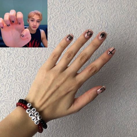 Chan Nails, Skz Nails, K Pop Nails, Idol Nails, Kids Nail Designs, Minimal Nails Art, Kpop Nails, Mens Nails, Korean Nail Art