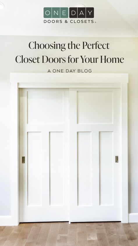 The Ultimate Guide to Choosing the Perfect Closet Doors for Your Home Craftsman Style Closet Doors, Low Profile Closet Doors, Foyer Closet Door Ideas, Double Pocket Doors Closet, Closet Doors Same Color As Wall, Best Closet Doors, Nice Closet Doors, Doors For Wide Closet Opening, Elegant Closet Doors