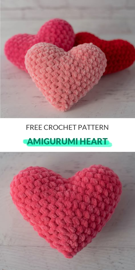 Amigurumi Heart Free Crochet Pattern - I just found this cool free crocheted Amigurumi Heart pattern on Ravelry. It's called Easy Amigurumi Heart and it's free. I've been wanting to make a heart a while now and finally got around to it. It's a super simple crochet pattern and I've been trying to make a heart since I was a kid. I'm not sure if it's because I made it so I can crochet them now or because I've been making them for so long. I hope to make more of these in the future. #crochetpatternf Plushies Pattern, Crochet Cushion Covers, Crochet Valentine Patterns, Finger Crochet, Crochet Plushies, Crochet Cushion, Crochet Heart Pattern, Crochet Cushion Cover, Valentines Patterns