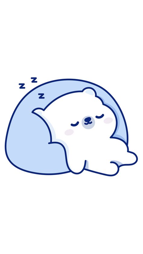 There's a serene, captivating quality to this sticker of a polar bear sleeping. The sight of these majestic, Arctic dwellers resting peacefully on a cozy pillow offers a stark contrast to the harsh... Cute Sleeping Animals Illustration, Cute Sleeping Drawing, Sleepy Bear Cartoon, Animals Sleeping Drawing, Sleeping Bear Cartoon, Cute Pillow Drawing, Sleeping Animal Drawing, Teddy Bear Graphic Design, Bear Sleeping Drawing