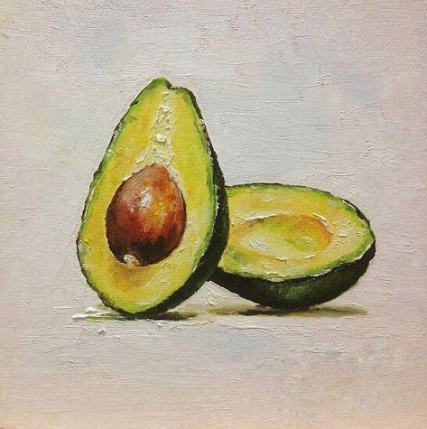 Avocado Painting, Avocado Art, Vegetable Painting, Food Art Painting, Watercolor Fruit, Food Painting, Oil Pastel Drawings, Fruit Painting, Cat Air