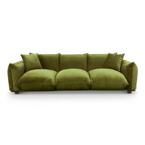 Buy Arter Mid-Century Modern Living Room Luxury Velvet Couch in Olive Green at Walmart.com Olive Green Velvet Sofa, Olive Sofa, Cloud Couch, Olive Green Velvet, Large Couch, Relaxed Elegance, Dining Table Rug, Green Velvet Sofa, Velvet Couch