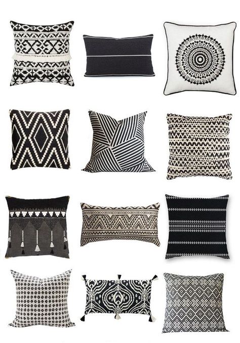 Mix It Up: Black + White Pillows | Centsational Girl Black And White Pillows On Couch, Black Pillows On Couch, Mixing Black And White Furniture, Black And White Furniture Bedroom, White Furniture Bedroom, Black And White Furniture, Black Couch, Black Furniture Living Room, Diy Mantel