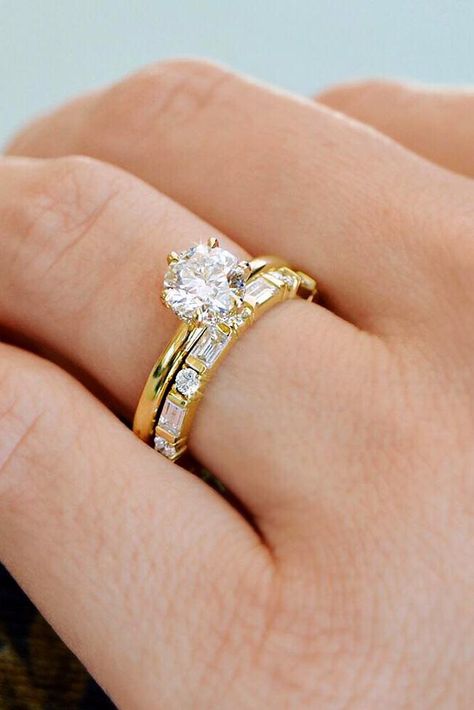 yellow gold engagement rings wedding ring sets in yellow gold round cut diamond solitaire simple Simple Wedding Rings Engagement, Simple Gold Wedding Rings, Wedding Ring Sets Simple, Wedding Ring Images, Gold Stacking Rings Wedding, Wedding Rings Round, Couple Wedding Rings, Yellow Engagement Rings, Yellow Gold Wedding Ring