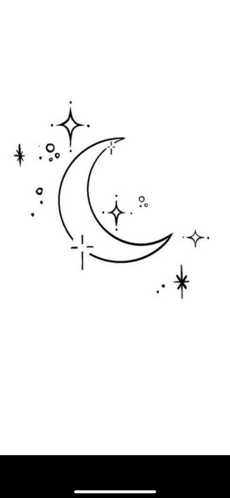 Moon Tattoo Celestial, Moon And Stars Neck Tattoo, Celestial Flash Tattoo, Moon Stars Drawing, Moon N Stars Tattoo, Moon Tattoo Template, Star And Moon Tattoo Designs, Moon And Stars Ear Tattoo, Moon And Stars Drawing Simple