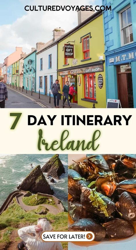 Explore the beauty of Ireland with this 7-day travel itinerary. Visit castles, vibrant cities, and stunning natural wonders. Plan your adventure with this Ireland travel itinerary 7 days.   Ireland Travel Itinerary 7 Days | 7 Day Ireland | 7 Day Ireland Itinerary | 7 Day Ireland Trip | Best 7 Day Ireland Itinerary | 7 Day Itinerary for Ireland | 7 Days in Ireland Ireland 7 Day Road Trip, Ireland Travel Budget, Two Weeks In Ireland, Pride And Prejudice Travel, September In Ireland, Travel To Ireland And Scotland, Ireland Itinerary 8 Days, Southern Ireland Itinerary, Visiting Ireland Tips