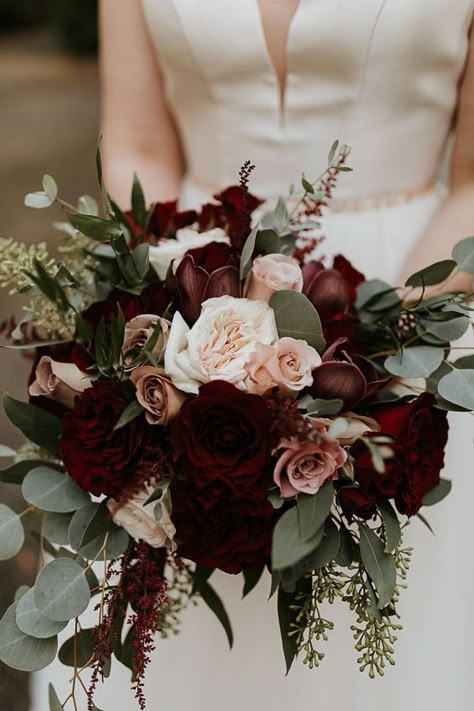 Burgundy and Blush Wedding Color Combos 2023, Burgundy Bridesmaid Dresses - ColorsBridesmaid Burgundy And Blush Wedding, Bridal Bouquet Flowers, Winter Wedding Flowers, Fall Wedding Bouquets, Fall Wedding Flowers, Wedding Theme Colors, Fall Wedding Colors, Wedding Bridal Bouquets, Bouquet Ideas