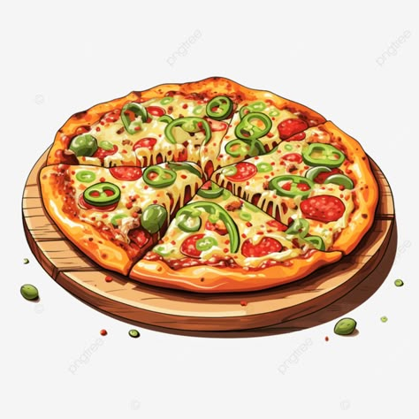 cheese heaven gooey pizza delight with pepperoni and fresh veggies pizza clipart cute pizza fast f Pizza Cartoon Illustrations, Pizza Pic, Fast Food Png, Veggies Pizza, Pizza Clipart, Pizza Png, Pizza Illustration, Car Drawing Pencil, Pizza Cartoon