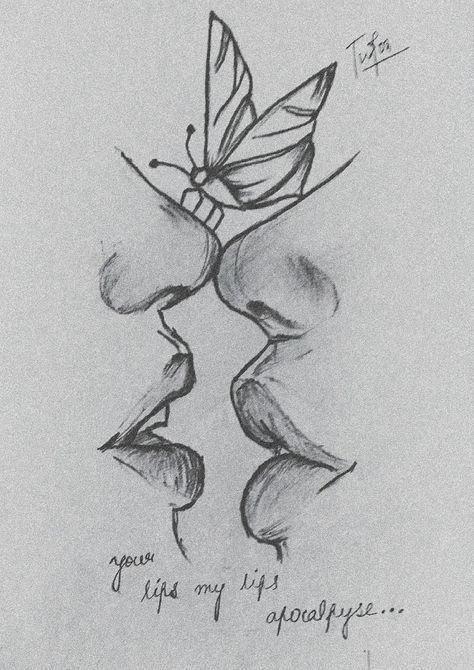 Sketches To Gift Boyfriend, Love Easy Drawings Simple, Interlinked Souls Drawing, Draw Kissing Lips Sketch, Cute Easy Sketch Ideas, Butterfly Love Drawing, I Wanna Be Urs Drawing, Simple And Easy Drawing Ideas, Cute Balloons Drawing