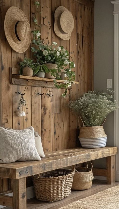 Chic Boho Living Room, Mudroom Entry, Cosy Nook, Brick Cottage, Rustic Home Interiors, Mudroom Decor, Rustic Entryway, Home Entrance Decor, 자수 디자인