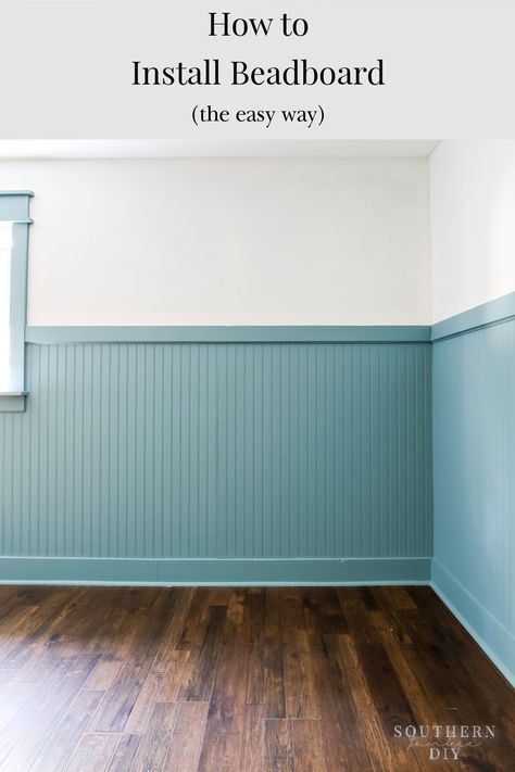 How to Install Beadboard the Easy Way Beadboard Installation Tips and Tricks, Install Beadboard Wainscoting in 5 Simple Steps #beadboard #wainscoting #accentwall #woodtrim #howtocutanoutlet #roommakeover #bluebeadboard #beadboardpaintcolors #bluepaintcolors Bead Board Board And Batten, Diy Bathroom Beadboard, How To Bead Board Wall, How To Wainscoting, Wallpaper And Beadboard Bedroom, Beadboard In Kitchens, Beadboard Walls Playroom, Beadboard Half Wall Basement, Beadboard Bathroom Diy