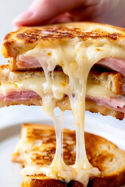 Grilled Ham and Cheese Sandwich - Insanely Good Ham Cheese Grilled Sandwich, Ham Bagel Sandwich, Canned Ham Sandwich Recipes, Grilled Ham Sandwich Recipes, Ham And Swiss Melt, Grilled Ham And Swiss Cheese Sandwich, Grilled Ham And Cheese Sandwich Recipe, Ham And Cheese Breakfast Sandwich, Ham Melt Sandwiches