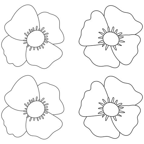 Printable Poppy Craft And Coloring Template Anzac Poppy Template, Poppy Leaves Template, Poppy Clipart Black And White, Printable Poppy Template, Poppy Applique Pattern, Poppy Flower Template Free Printable, Poppy Sketch Simple, Poppy Printables Free, Poppy Art Grade 1