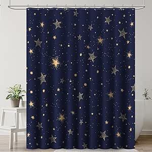 Celestial Bathroom, Rich Bathroom, Gothic Dark Academia, Remodel Bathroom Ideas, Rococo Furniture, Celestial Theme, Star Shower, Fabric Shower Curtain, Shower Curtain Rods