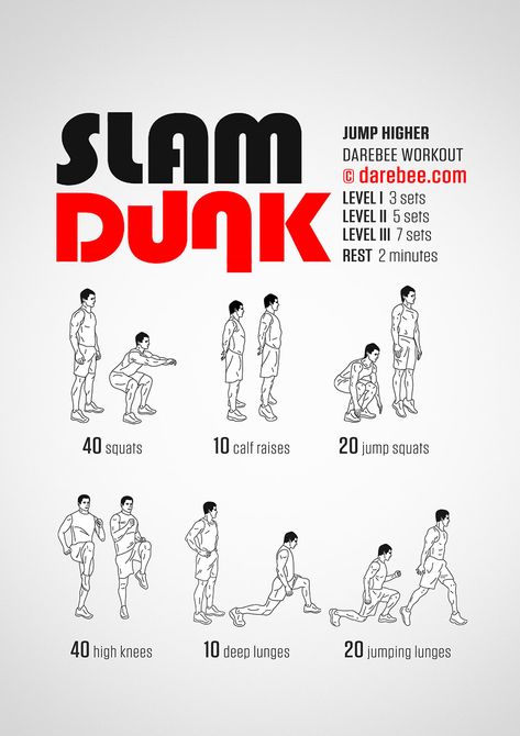 Slam Dunk Workout Dunk Workout, Vertical Workout, Vertical Jump Workout, Basketball Conditioning, Basketball Workouts Training, Jump Workout, Fitness Hacks, Latihan Dada, Bola Basket