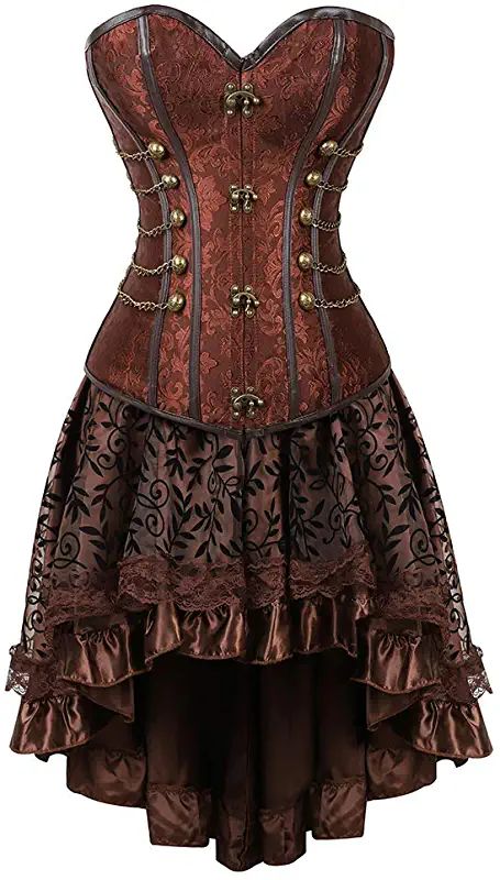 Amazon.com: steampunk for women Easy Girl Halloween Costumes, Burlesque Skirt, Halloween Pirate Costume, Floral Corset Dress, Steampunk Fashion Women, Steampunk Corset Dress, Corset Steampunk, Burlesque Corset, Steampunk Skirt