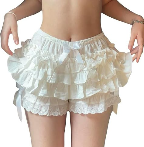 Women Lolita Lace Ruffled Layered Shorts Y2k Fairy Tiered Bloomers Pumpkin Party Festival Boy Shorts Pettipants (B Blue, M) at Amazon Women’s Clothing store Cotton Ruffled Short Bloomers, Cotton Ruffled Bloomers, Y2k Ruffled Bottoms For Summer, Short Cotton Bottoms With Ruffle Hem, Y2k Style White Bottoms Short Length, Cotton Ruffle Hem Shorts, Y2k Style White Short Bottoms, Cute Ruffled Short Bloomers, Y2k Style White Short Length Bottoms