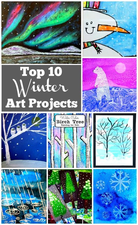 Artists of all ages will be able to find a winter art project in this collection. Winter art projects are fun to do on stormy winter days. It is a great way to connect with nature during the colder winter months. Winter Art Projects For Kids, Winter Art Ideas, January Art, Lights Trees, Winter Art Lesson, Shading Drawing, House In The Country, 2nd Grade Art, Winter Art Projects