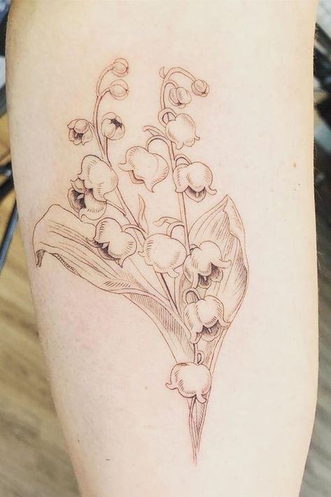 50+ beautiful and gentle lily of the valley tattoos: designs in different styles on different body places are in our article. Bonus: secret tattoo meanings. Lily Of The Valley Neck Tattoo, Lillies Of The Field Tattoo, Lily Of The Valley Flower Tattoo, Tattoo Lily Of The Valley, Being Tattoo, Lily Of The Valley Tattoos, Tattoo Lily, Back Shoulder Tattoo, Lily Of The Valley Tattoo