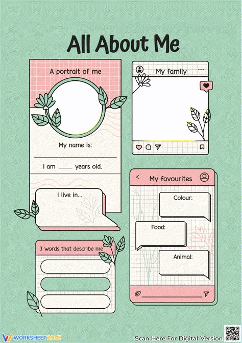 All About Me Aesthetic, Cute Things To Write, Get To Know Me Template, About Me Aesthetic, Printable All About Me, Digital Journal Ideas, About Me Printable, All About Me Printable, Back To School Worksheets