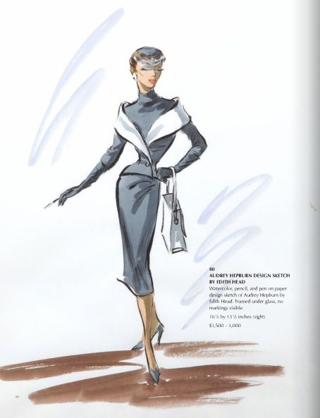 Edith Head Sketches, Edith Head Designs, Edith Head Fashion, 1950s Glamour, Vintage Sketches, Vintage Fashion Sketches, Costume Design Sketch, Best Costume Design, Edith Head