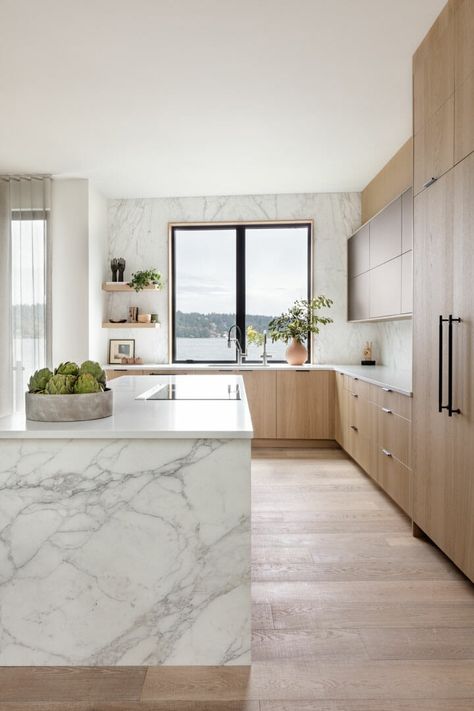 Dockside Seattle Kitchen Remodel - Acadia Craft White Oak Kitchen, Modern Kitchen Design Black, Oak Kitchen Cabinets, Classic Kitchen, Oak Kitchen, 아파트 인테리어, Luxe Interiors, Style Deco, Kitchen Inspiration Design