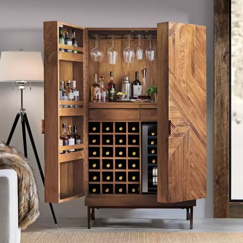 Bar Cabinet Design, Liquor Storage, Wine Furniture, Koti Diy, Home Bar Cabinet, Bar Mini, Bar Sala, Home Bar Rooms, Bar Cabinets