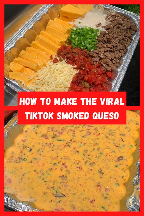 Smoked Queso Dip, Smoked Queso, Different Meats, Pellet Smoker Recipes, Cheesy Appetizer, Food Tiktok, Recipes Tiktok, Queso Recipe, Pellet Grill Recipes