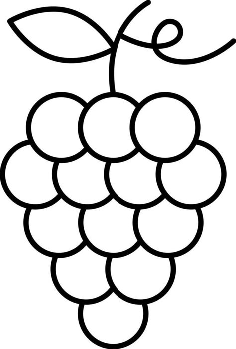 Fruits Outline Pictures, Grapes Coloring Page, Grapes Crafts For Kids, Grape Drawing Simple, Grapes Drawing For Kids, Grapes Activity, Fruits Outline, Grape Pictures, Felt Grapes