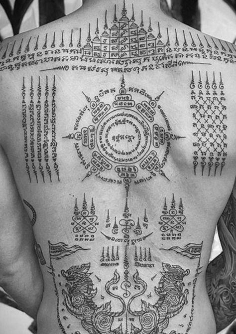 Chai Tattoo, Thai Tattoo Meaning, Sukhothai Thailand, Tradition Tattoo, Traditional Thai Tattoo, Thai Tattoos, Yantra Tattoo, Tibetan Tattoo, Khmer Tattoo