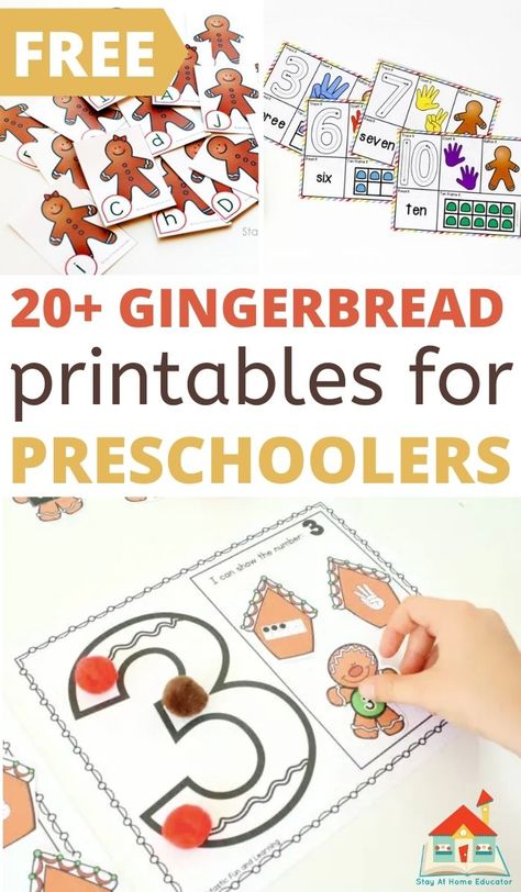 Grab these 20+ FREE printables to use during your preschool gingerbread theme! There are printable gingerbread math activities, literacy activities, fine motor activities, and more. Tons of low-prep, hands-on gingerbread activities for preschool! Gingerbread Man Prek Activities, Gingerbread Man Prepositions, Gingerbread Activities For Preschool Art, Ginger Bread Preschool Craft, Gingerbread Man Activities Preschool Fine Motor, Gingerbread Taste Test Preschool, Preschool Gingerbread Activities Free, Gingerbread Preschool Lesson Plan, Gingerbread Literacy Activities Preschool