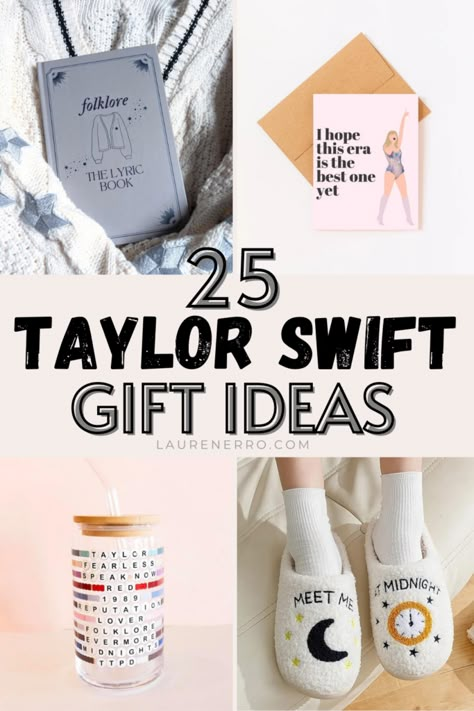 25 Taylor Swift Gift Ideas - Lauren Erro Taylor Swift Lyrics Gift, Taylor Swift Inspired Teacher Gifts, Taylor Swift Birthday Box Ideas, Christmas Gifts For Taylor Swift Fans, Christmas Gift Ideas For Swifties, Taylor Swift Gift Wrapping Ideas, Christmas Wishlist Design Ideas, Taylor Swift Lover Gift Ideas, Taylor Swift Reputation Gift Ideas