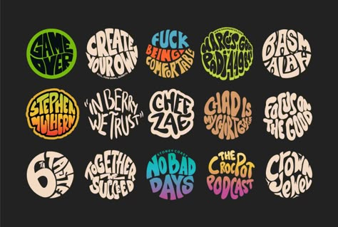 Sticker Logo Ideas, Font Tshirt Design, Typography For Tshirt, Tshirt Sticker Design, Tshirt Design Trends 2023, Typographic Logo Design Words, Urban Logo Design Ideas, Streetwear Tshirt Design Typography, Circle Typography Design