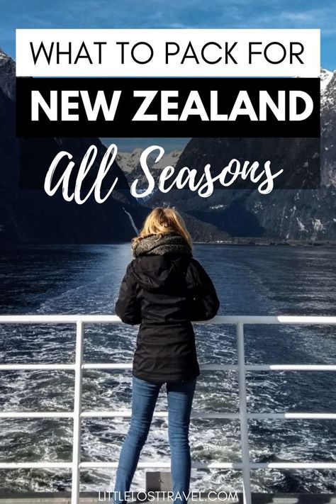 Girl standing on a boat looking out towards a body of water with mountains behind for New Zealand packing list. Queenstown New Zealand Outfits, Pack For New Zealand, New Zealand Packing List, Packing For New Zealand, Packing List Spring, New Zealand Winter, Nz South Island, Trip To New Zealand, North Island New Zealand