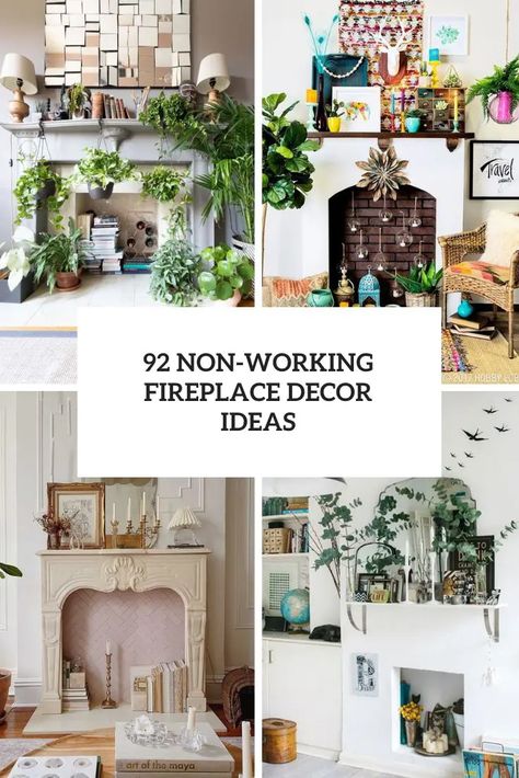 Fireplace Decor Aesthetic, Painted Fireplace Interior, Inside Of Fireplace Decor, Fireplace Repurpose Ideas, Nonworking Fireplace Ideas Decor, Plants In Front Of Fireplace, Firebox Decorating Ideas, Faux Fireplace Decorating Ideas, Decorate Inside Fireplace