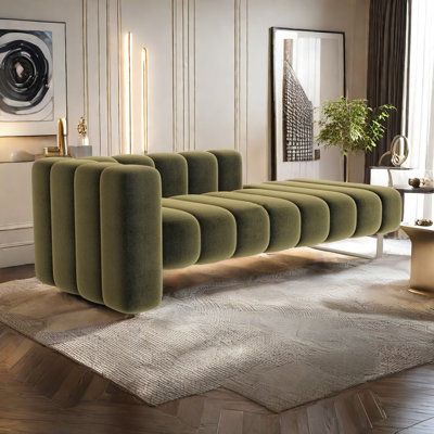 Orren Ellis Svetlan Upholstered Chaise Lounge | Wayfair Green Chaise Lounge, Green Chaise, Upholstered Chaise Lounge, Sofa Recliner, Reception Sofa, Upholstered Chaise, Recliner Sofa, Patio Sofa, Relax And Unwind