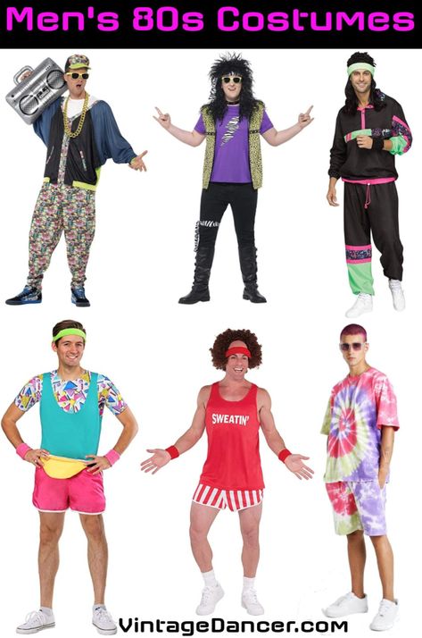 80s men's costumes 80s guys costumes 80s boys costume ideas at VintageDancer 80s Guys Outfits Party, 80s Dress Up For Boys, Men 80s Outfit Party, 70s Dress Up Day At School For Boys, 80’s Outfit For Men, 80s Party Outfits 1980s Style Retro, 80s Party Costumes For Men, 80s Themed Outfits Men, 80s Workout Costume Men