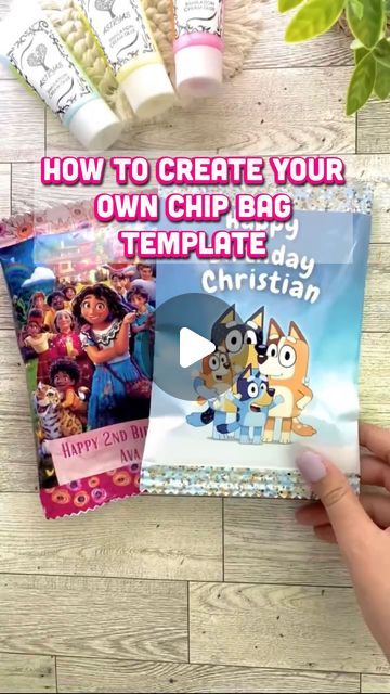 Personalized Chip Bags Diy, How To Make Custom Chip Bags, Chips Bags Ideas, Diy Chip Bags, How To Make Chips, Love Crafts, Party Favors For Kids Birthday, Instagram Tutorial, Mouse Party