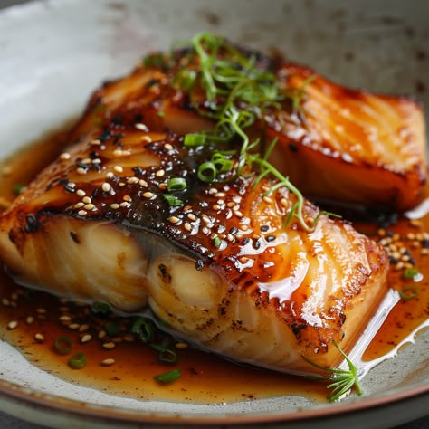 Nobu’s Miso-Marinated Black Cod  – The Fish Society Miso Glazed Black Cod, Fresh Fish Recipes Grill, Crusted White Fish Recipes, Restaurant Fish Recipes, Miso Black Cod Nobu, Grilled Salmon Plating, Trevally Fish Recipe, Fish Based Meals, Skillet Fish Recipes