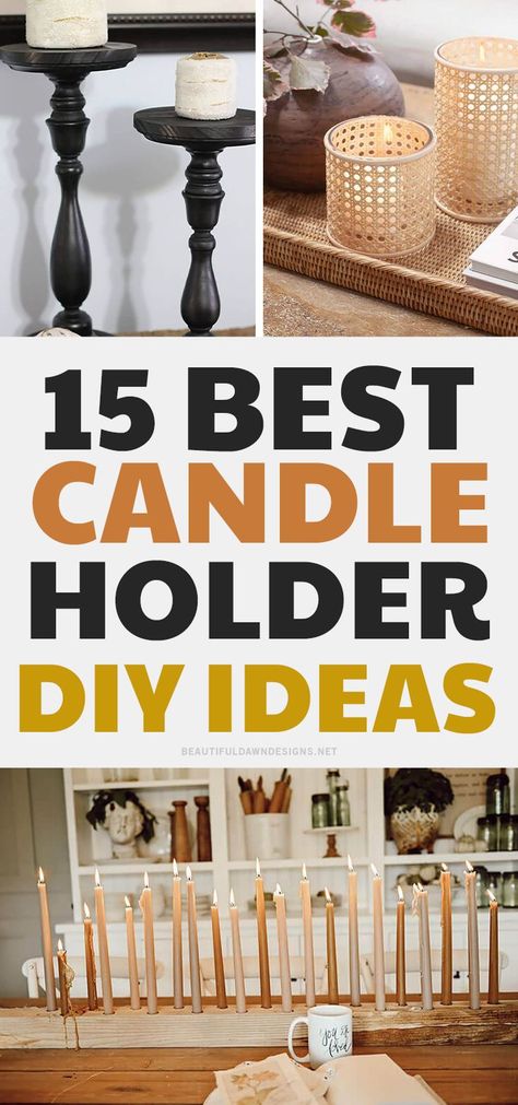 Diy Candle Pedestal, Large Candle Holders Decor, Tall Candle Holders Decor, Diy Pillar Candle Holders, Easy Diy Candle Holders, Votive Candle Holders Diy, Candle Stand Diy, Long Candle Holder, Diy Candle Stick Holder