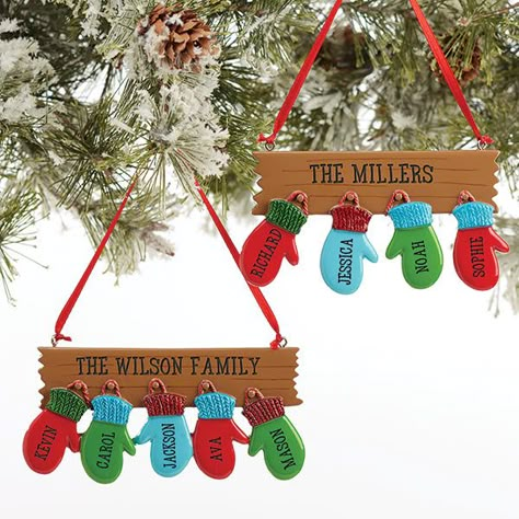 Personalized Family Christmas Ornaments - Warm Mitten Family - 16248 Resin Christmas Ornaments, Personalized Christmas Ornaments Family, Diy Christmas Gifts For Family, Resin Christmas, Family Ornaments, Family Christmas Ornaments, Christmas Crafts For Gifts, Christmas Ornaments Homemade, Family Christmas Gifts