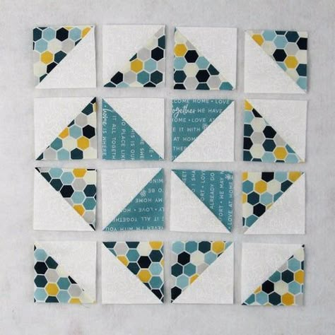 Quilt Triangles, Pinwheel Quilt Block, Half Square Triangle Quilts Pattern, Triangle Quilt Pattern, Quilt Blocks Easy, Beginner Quilt, Rag Quilts, Quilt Block Patterns Free, Half Square Triangle Quilts