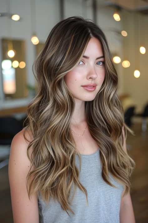 California Waves Hair, California Highlights Hair, Light Waves Hair, Brunette With Balayage, Brunette Hair With Blonde Balayage, Balayage Light Brown Hair, Brunette With Blonde Balayage, Beach Balayage, California Hairstyles