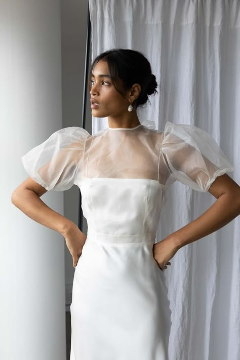 Tacky Wedding, Alt Bride, Wedding Dress Topper, Silk Gowns, Contemporary Wedding Dress, Dress Topper, Filipiniana Dress, Contemporary Bridal, Organza Blouse